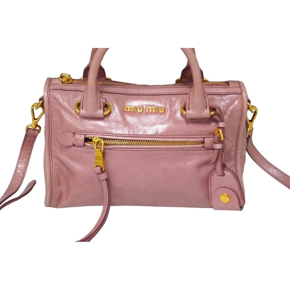 Miu Miu 2WAY Pink Handbag Vitello Shine
